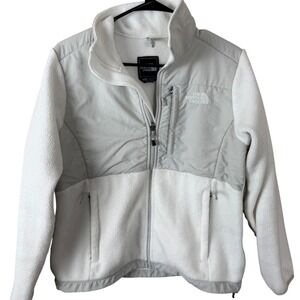 The North Face Denali Fleece Jacket Womens Small S White Gray Full Zip